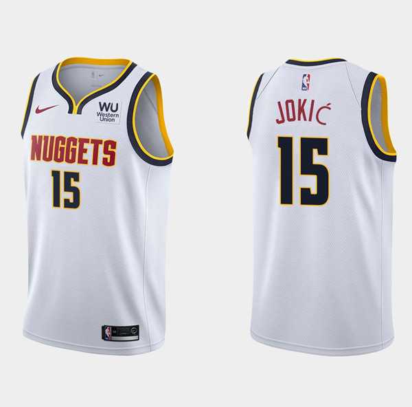 Mens Denver Nuggets #15 Nikola Jokic White 2019-20 Association Edition Stitched Jersey Dzhi